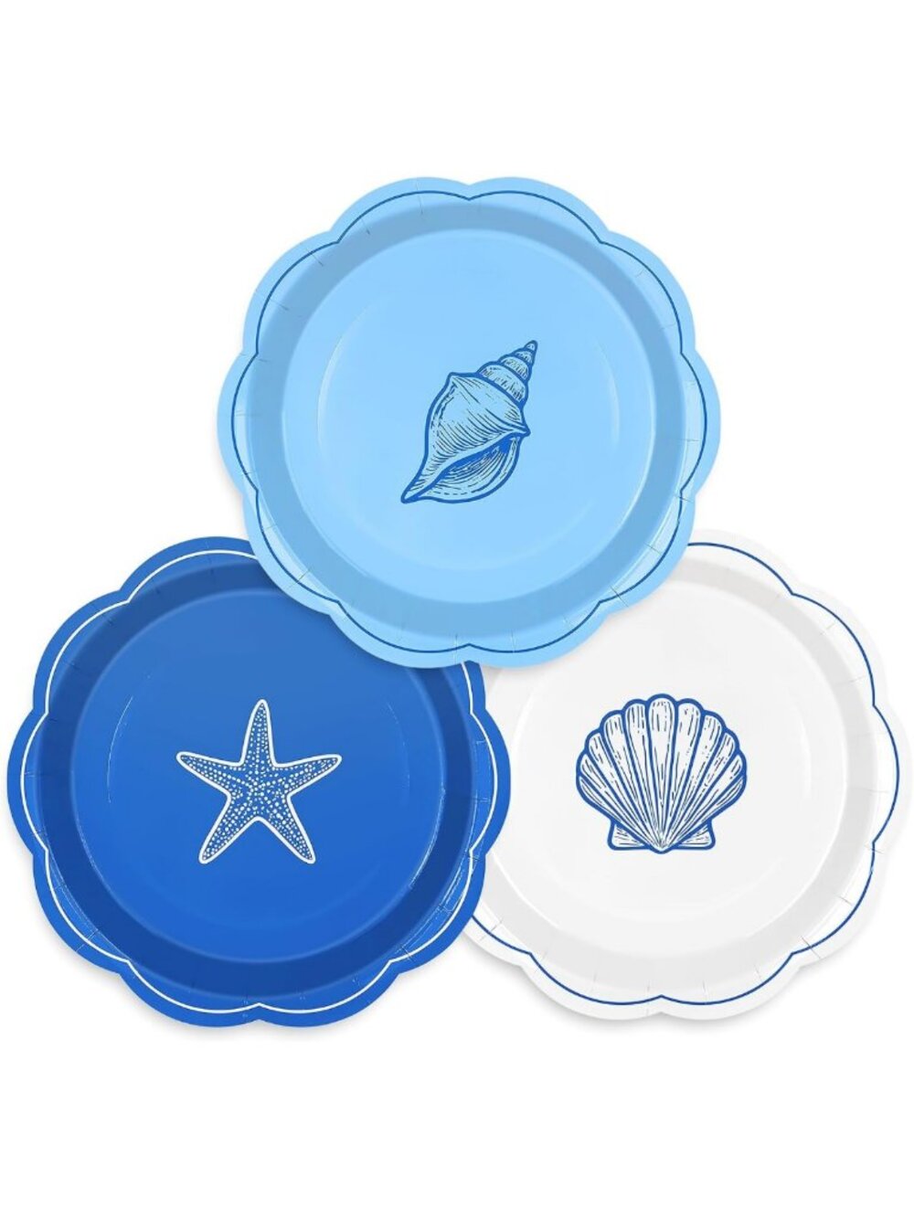 48 Pcs Ocean-Themed Disposable Plates - Coastal Beach Party Tableware, 9 In